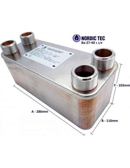 kúpiť doskový výmenník Nordic Tec Ba-27-40 8 kw