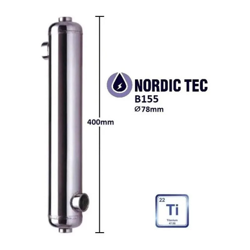Titánový Výmenník tepla - bazénový Nordic Tec B155-Ti 50 kW
