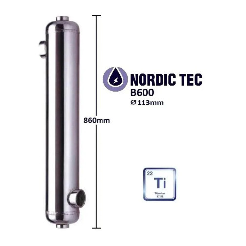 Titánový Výmenník tepla - bazénový Nordic Tec B600-Ti 175 kW