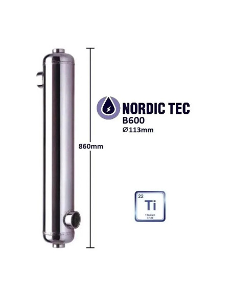 Titánový Výmenník tepla - bazénový Nordic Tec B600-Ti 175 kW