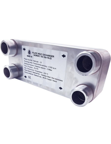 Výmenník tepla nerezový Nordic Tec Ba-16-22 1" 12 kw 30 kW
