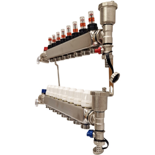 Nerezový rozdelovac podlahove kurenie 8 okruhov Nordic Tec INOX SK5