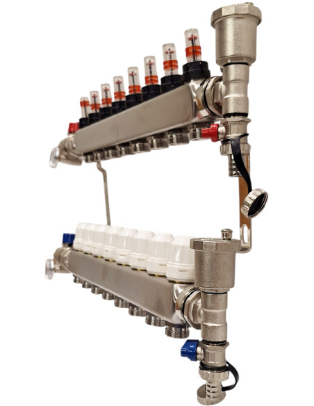 Nerezový rozdelovac podlahove kurenie 8 okruhov Nordic Tec INOX SK5