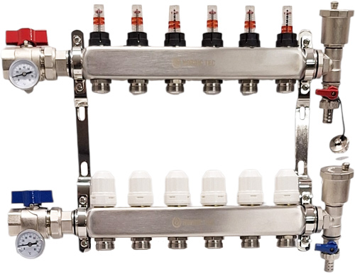 rozdeľovač podlahového kúrenia Nordic Tec Inox 6 okruhov SK7